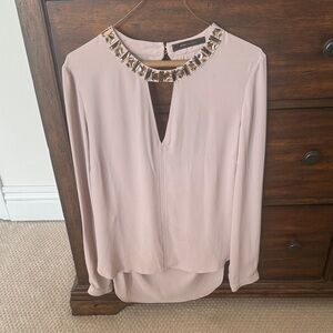 BCBGMaxAzria Blush Mauve Embellished Open Back Top